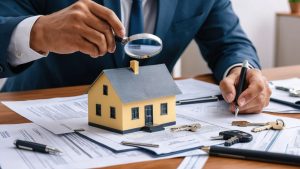 A person reviewing real estate documents to avoid property scams in Pakistan.